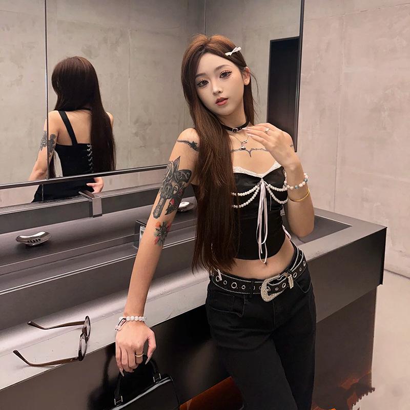 Y2K Punk Style Women's Sequin Rhinestone Leather Belt - Trendy Jean Accessory