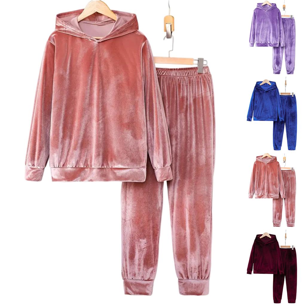 Women's Fashion Two-piece Solid Color Long-sleeved And Sweatshirt Trousers Casual Set