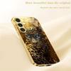 Golden Leopard Electroplated Glass Phone Case Suitable for Samsung Galaxy S26 S25 S24 S23 S22 S20 FE/Ultra/Plus Anti Drop