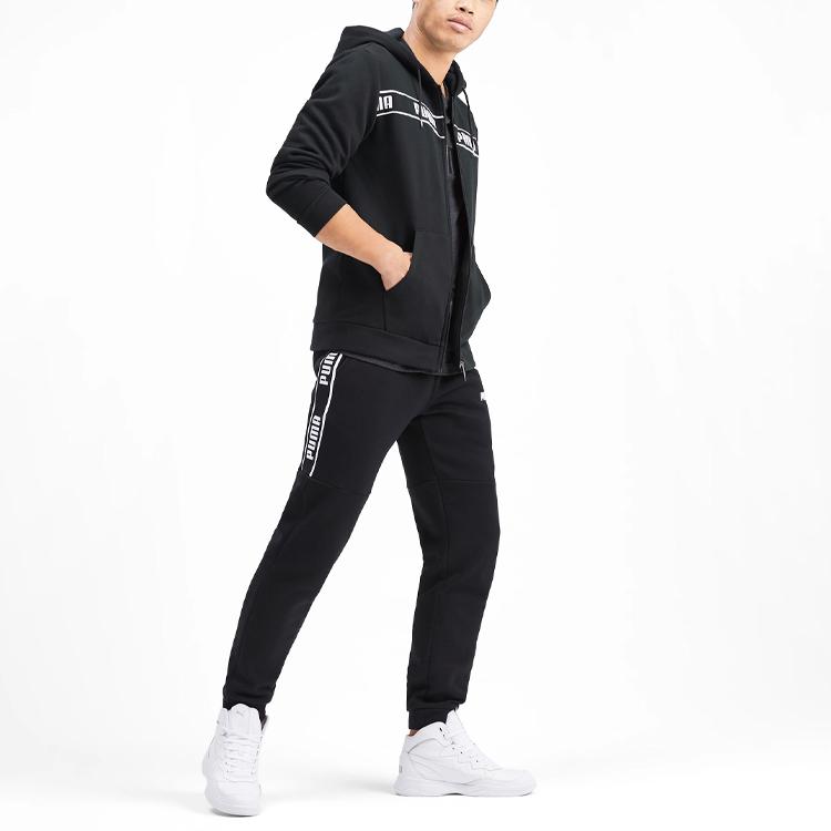 Puma Casual Sports Print Zip Hoodie Jacket Men Outerwear Black 580433-01