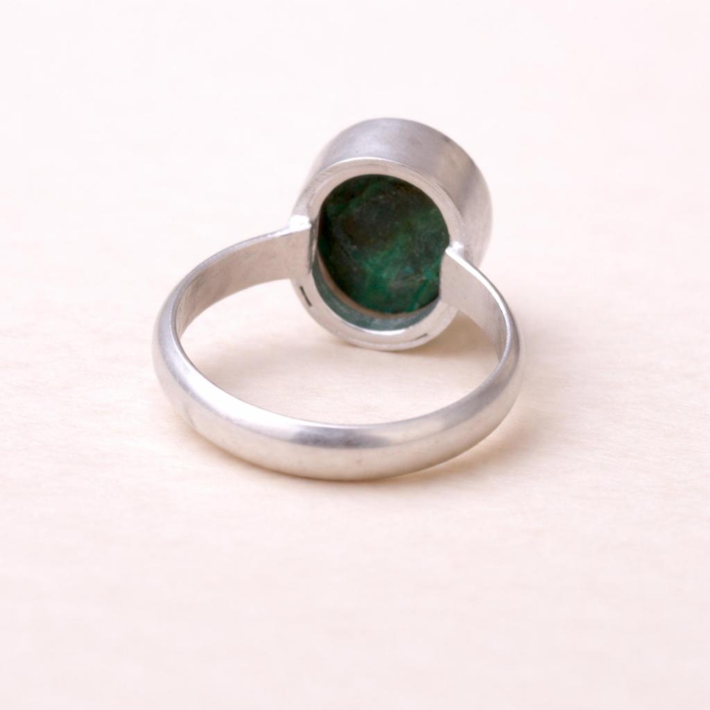 Green Malachite Oval Cabochon Ring, 925 Sterling Silver Ring, Handmade Minimalist Statement Ring for Women