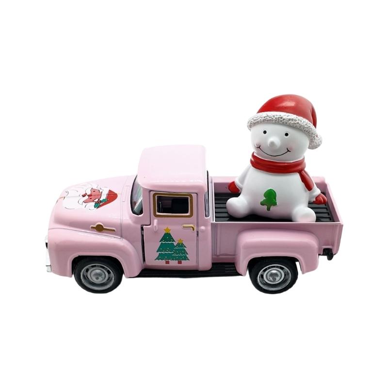 Праздничная Машина Санта Снеговик Олень Рождественская Елка Фигурка АБС Сплав Семейная Гостиная Полка розовый