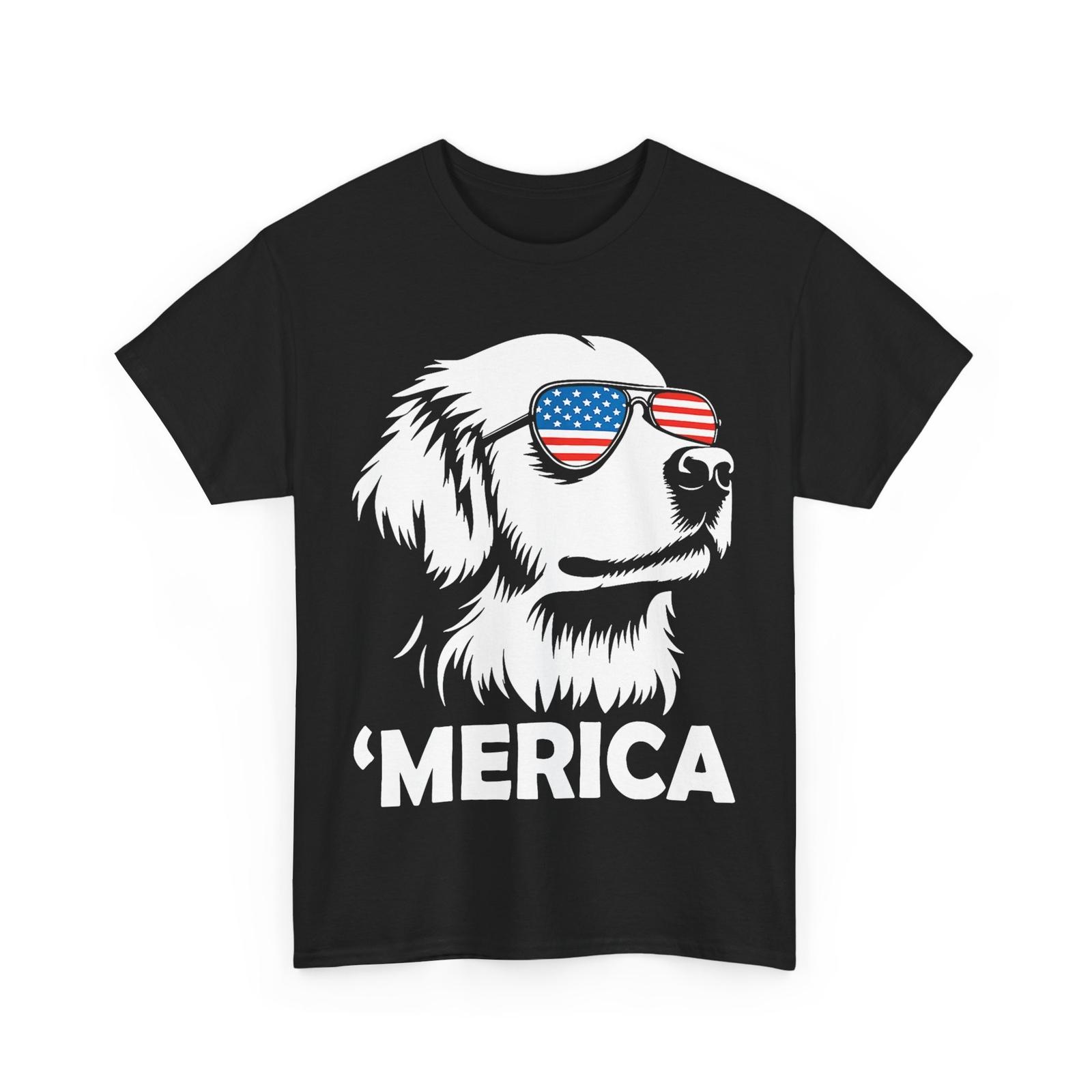 4th of July Shirt, Golden Retriever 4th Of July Merica USA Flag Sunglasses Shirt S