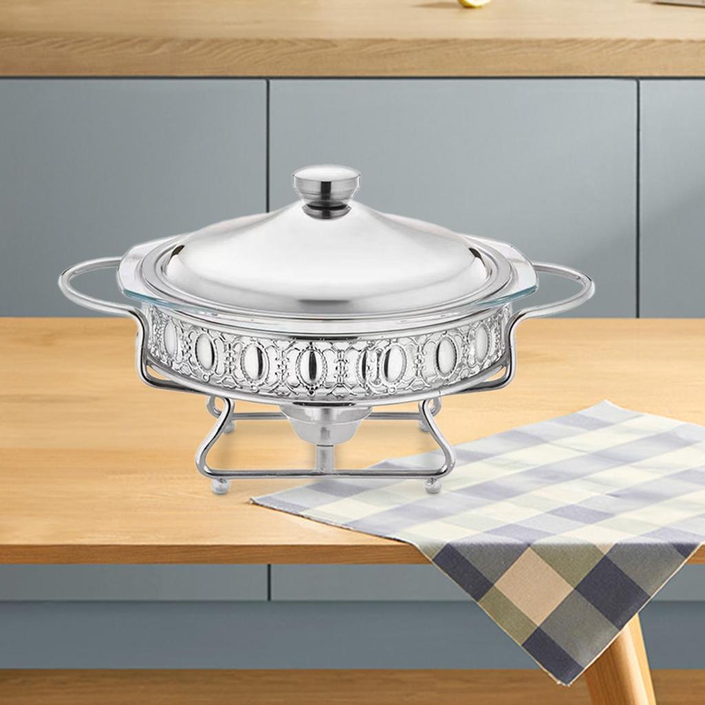 Buffet Food Warmer 2L Stable Portable with Handle Round Pan for Events And