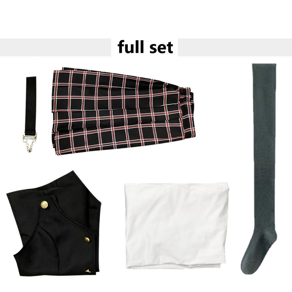 Anime Persona Makoto Niijima Cosplay Kostuum Lange Mouw Gebreide Top Geprinte Rok Vest Sokken Pruik Japanse Schooluniform XXL black