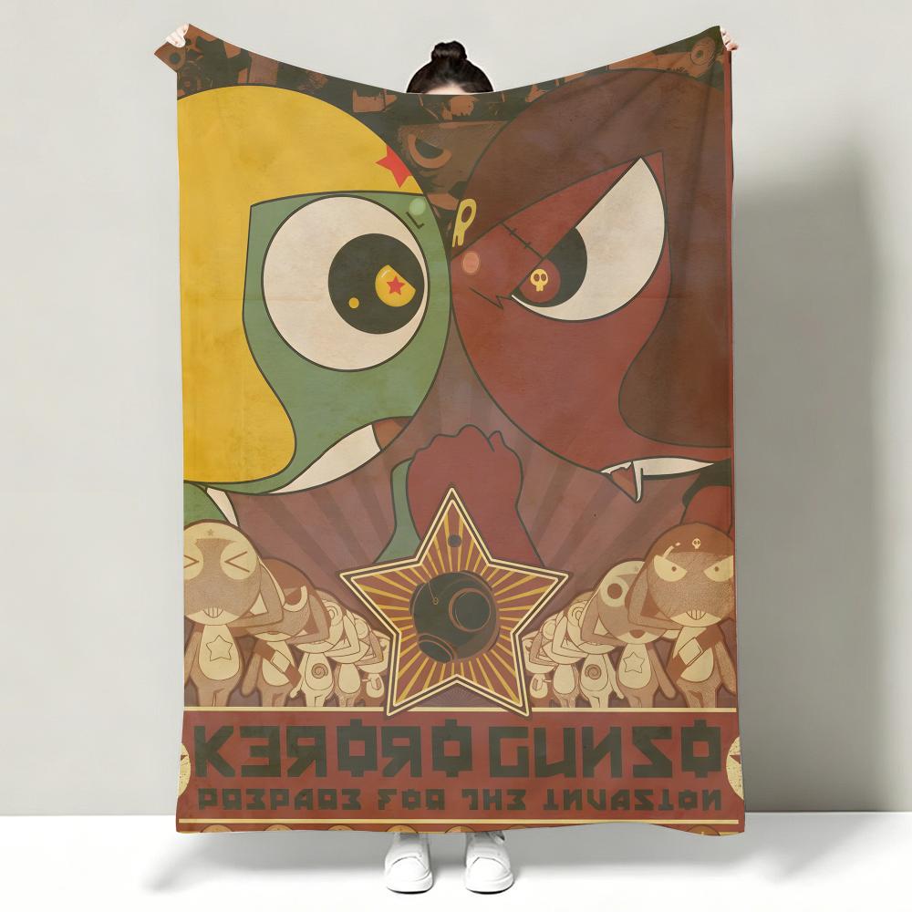 Anime KKeroro GGunso Throw Soft Warm Flannel Throw Blanket Multiuse for Sofa Bed Office Nap