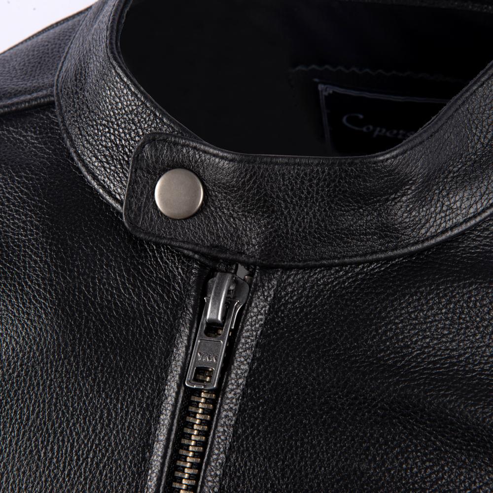 Real Cowhide Genuine Leather Jacket Men Black Motorcycle Coat Mens Biker Clothes Spring Autumn Asian Size