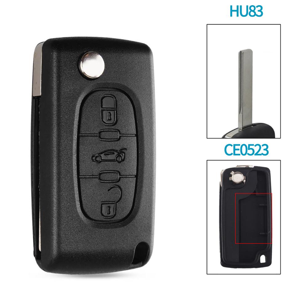 KEYYOU 10pcs 2/3 Buttons Car key Case for Peugeot 207 307 308 407 607 807 For Citroen C2 C3 C4 C5 C6 Flip Car Key shell