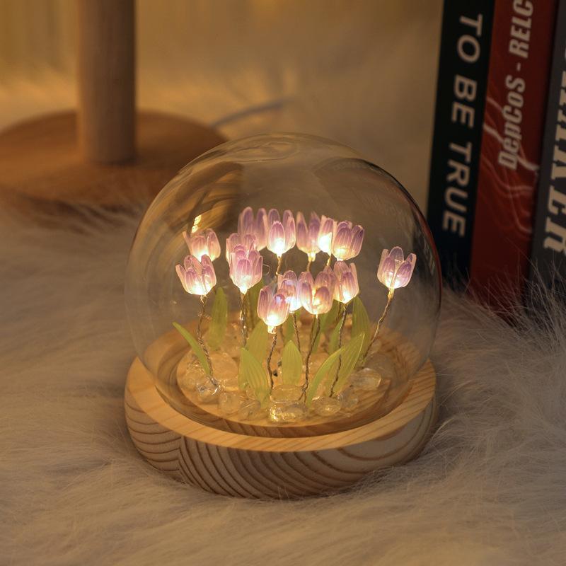 Creative Handmade Led Tulip Night Light Desktop Decoration Ornaments Ambient Light DIY Tulip Night Light Decoration Light