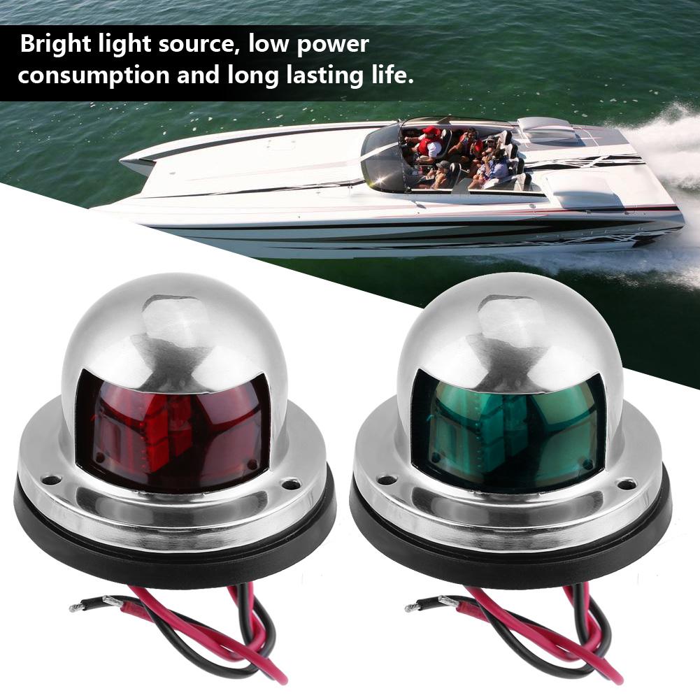 

1 Pair of Stainless Steel Red & Green LED Navigation Signal Bulb Light for Marine Boat Yacht