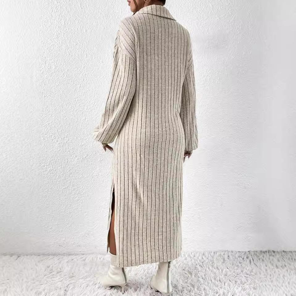 Rochie de damă cu mânecă lungă, culoare solidă, cu umeri și crăpături, toamnă și iarnă