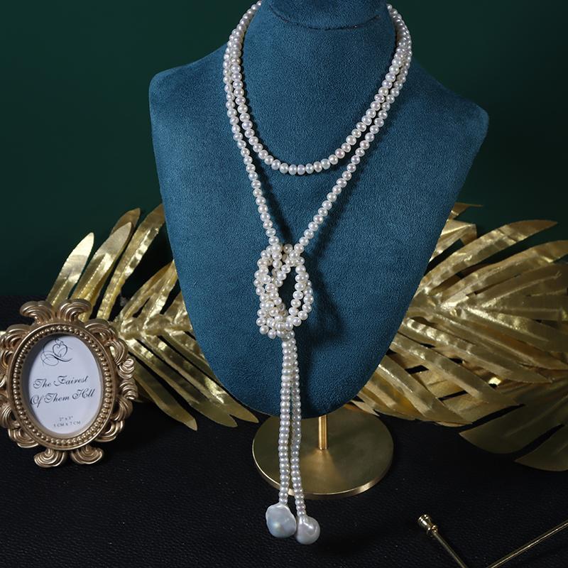 French Classics Irregular Large Pearls Necklace Women Long Sweater Chain Natural Freshwater Pearls