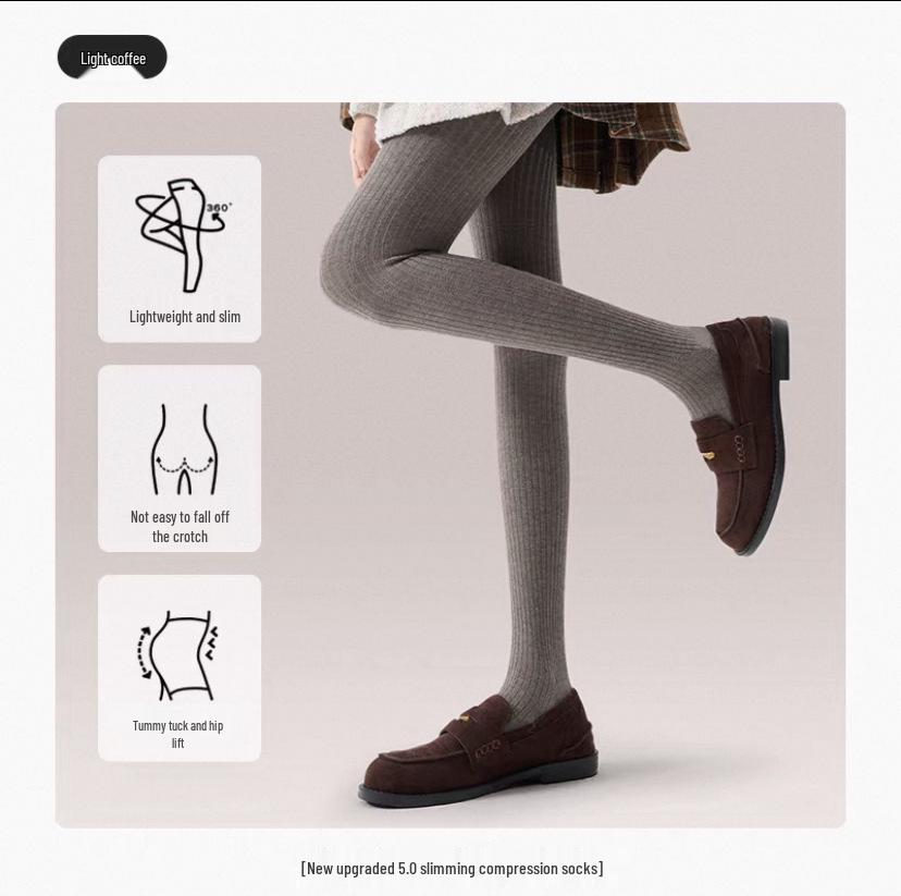 Women's Thickened Wool Cable Knit Pantyhose - Cashmere Warm, Vertical Stripe, Hip-Lifting Leggings with Right-Angle Heel for Autumn & Winter