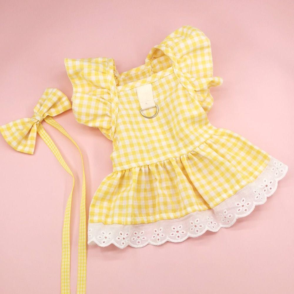 British Style Plaid Lace Dog Skirt Soft Puppy Fairy Skirt Pet Costume  for Small and Medium Pet