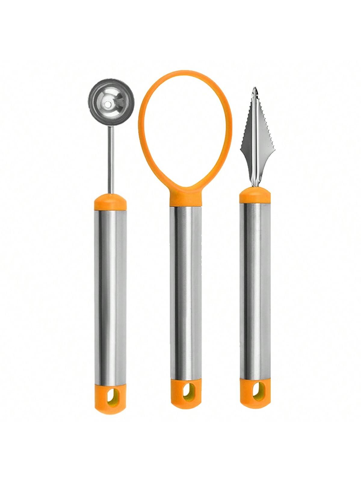 

Leeseph 3-х предметный набор инструментов для украшения овощей и фруктов, набор инструментов для резьбы по фруктам из нержавеющей стали, гаджет для домашней кухни с фруктами оранжевый