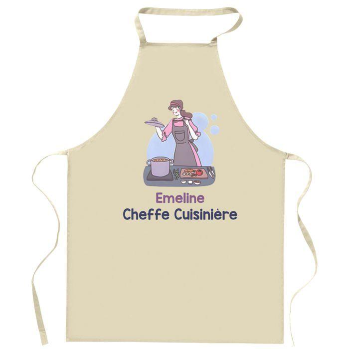 Tablier de cuisine - Emeline - Coton résistant - Impression bretonne - Liens réglables