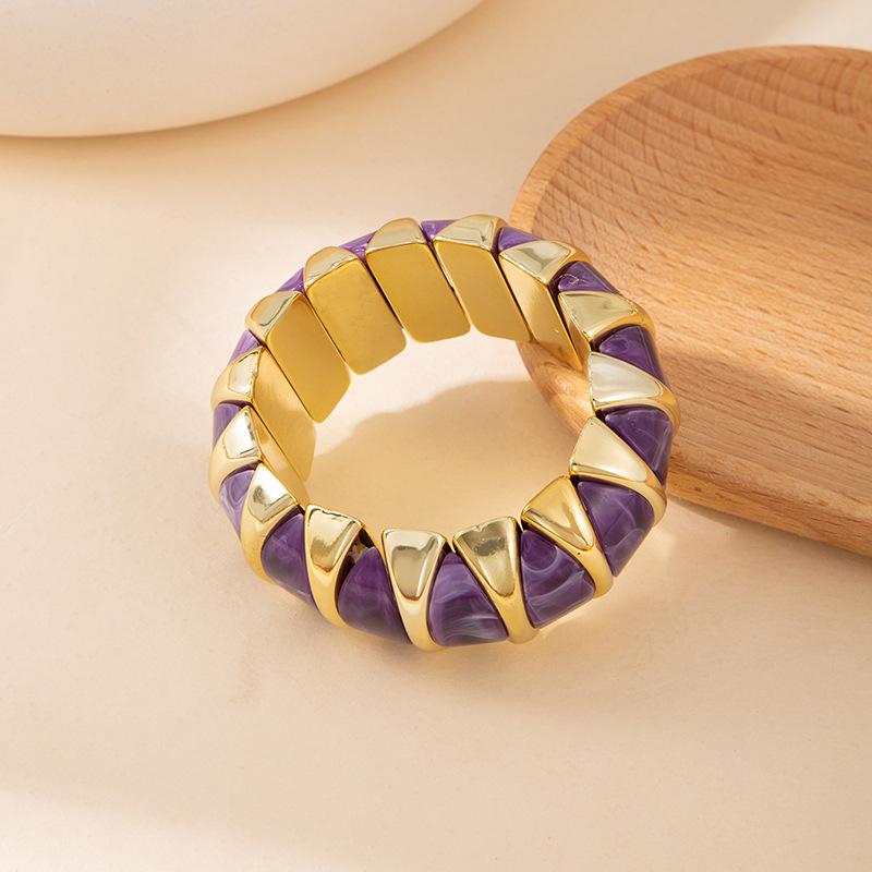 Color Smudged Acrylic Splicing Beaded Elastic Bracelet Exaggerated Bracelet Personalized High-End Jewelry