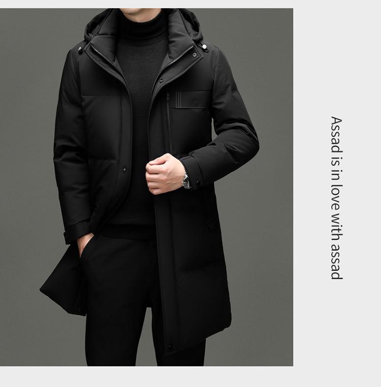 Men's Casual 90% White Duck Down Hooded Jacket - 2025 Winter Middle-aged Business Outerwear