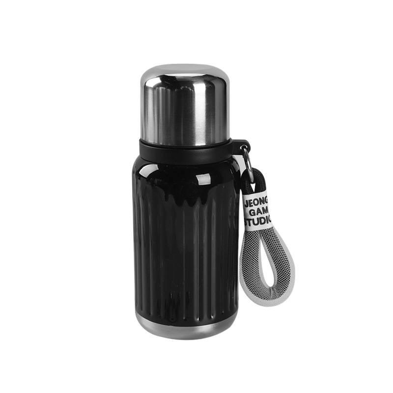 Stylish 316 Stainless Steel Insulated Mini Cup with Carrying Rope & Pop-Up Lid - Portable & Sealed for Students