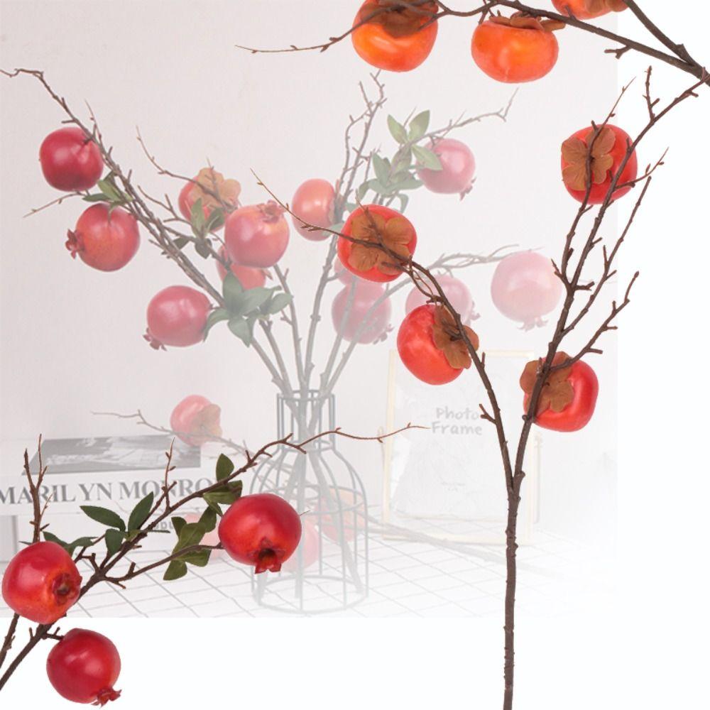 

Hotel Red Fruit Floral Arrangement Artificial Pomegranate Branches Lifelike Orange Persimmon