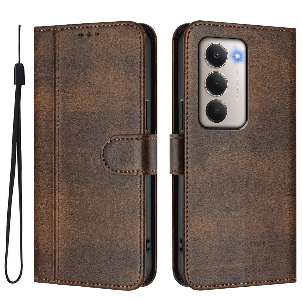For Xiaomi Redmi 15 4G (EU) (171mm) Cases Wallet Stand Retro Texture Leather Phone Cover with Lanyard