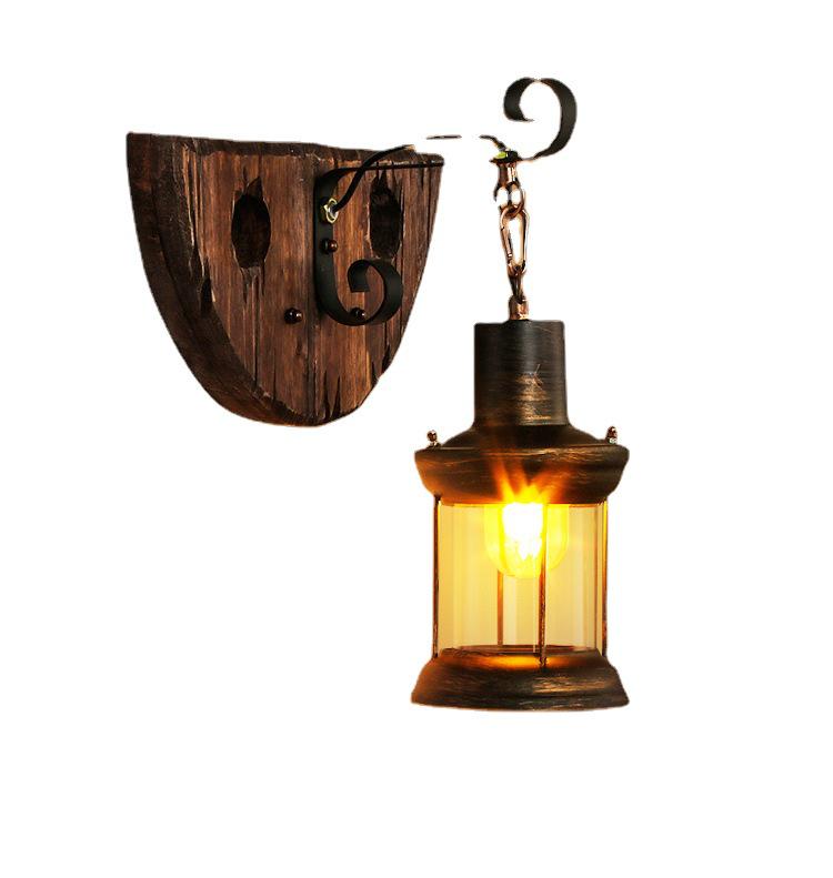 Vintage Industrial Wood Wall Lamp for Bar, Cafe, or Bedroom