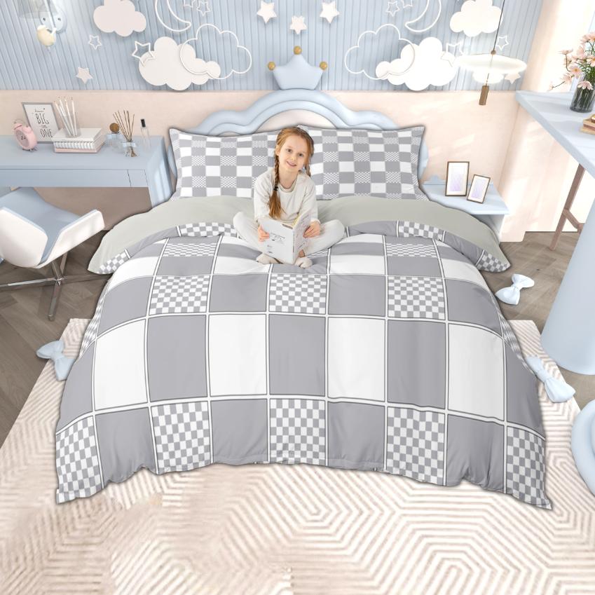 Homewish Geometric Checkered Duvet Cover Set, Reversible Quilt Cover Set, Grid Buffalo Plaid Bedding Set