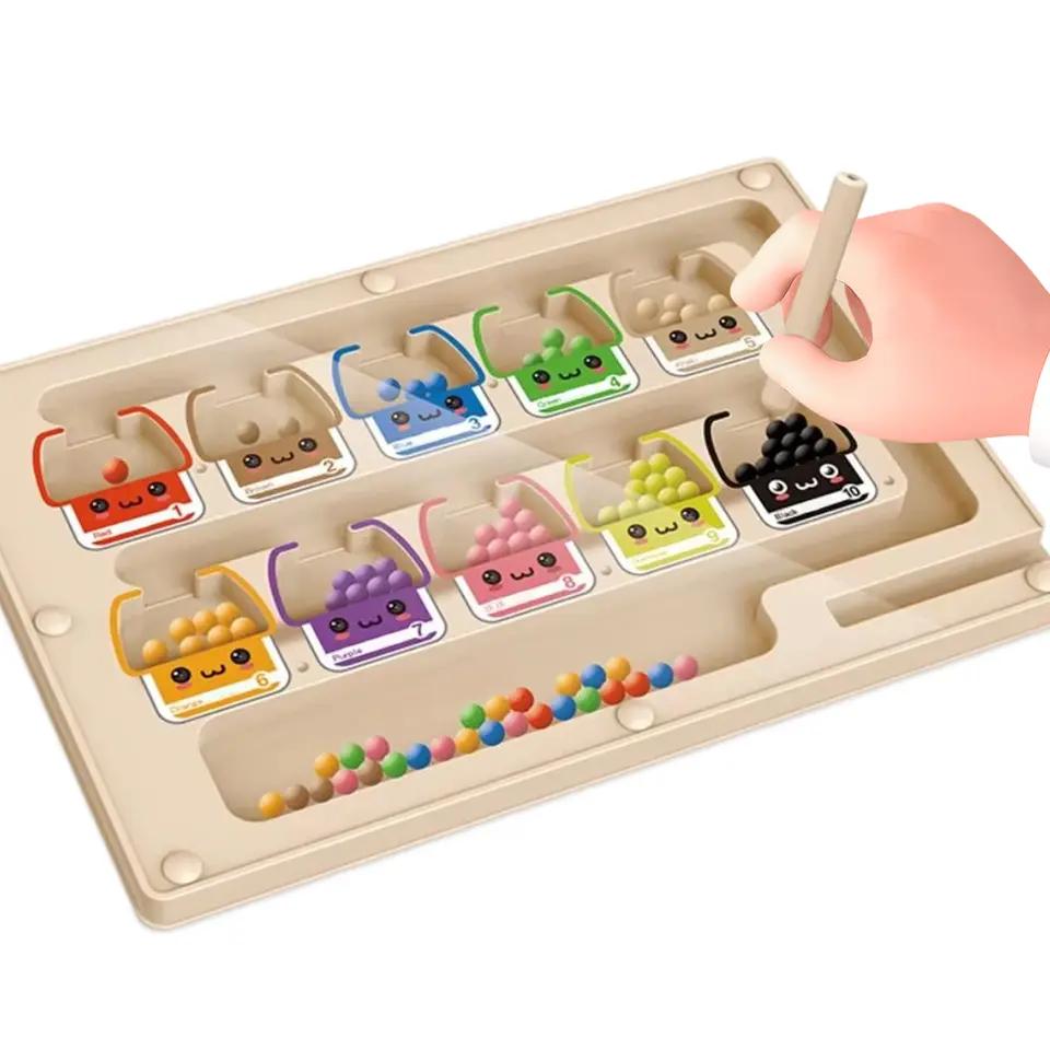 Montessori Magnetic Rolling Maze Hand Eye Coordination Logic Thinking Puzzle Toys For Children Early Education Development Gift