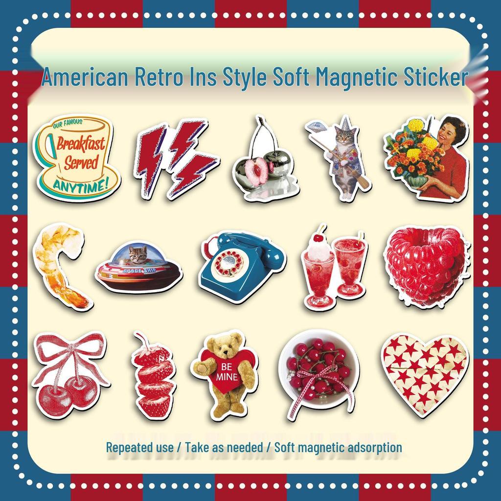 20-Piece Retro American Style Magnetic Stickers for Decor and DIY
