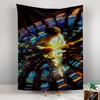 Tapestry Guitar Player Neon Light Rays Colorful Synthwave Poster Wall Art for Game Room