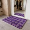 Houndstooth Check Pattern Floor Mat Flannel Door Mat Non-Slip Absorbent Washable Indoor Home Rug