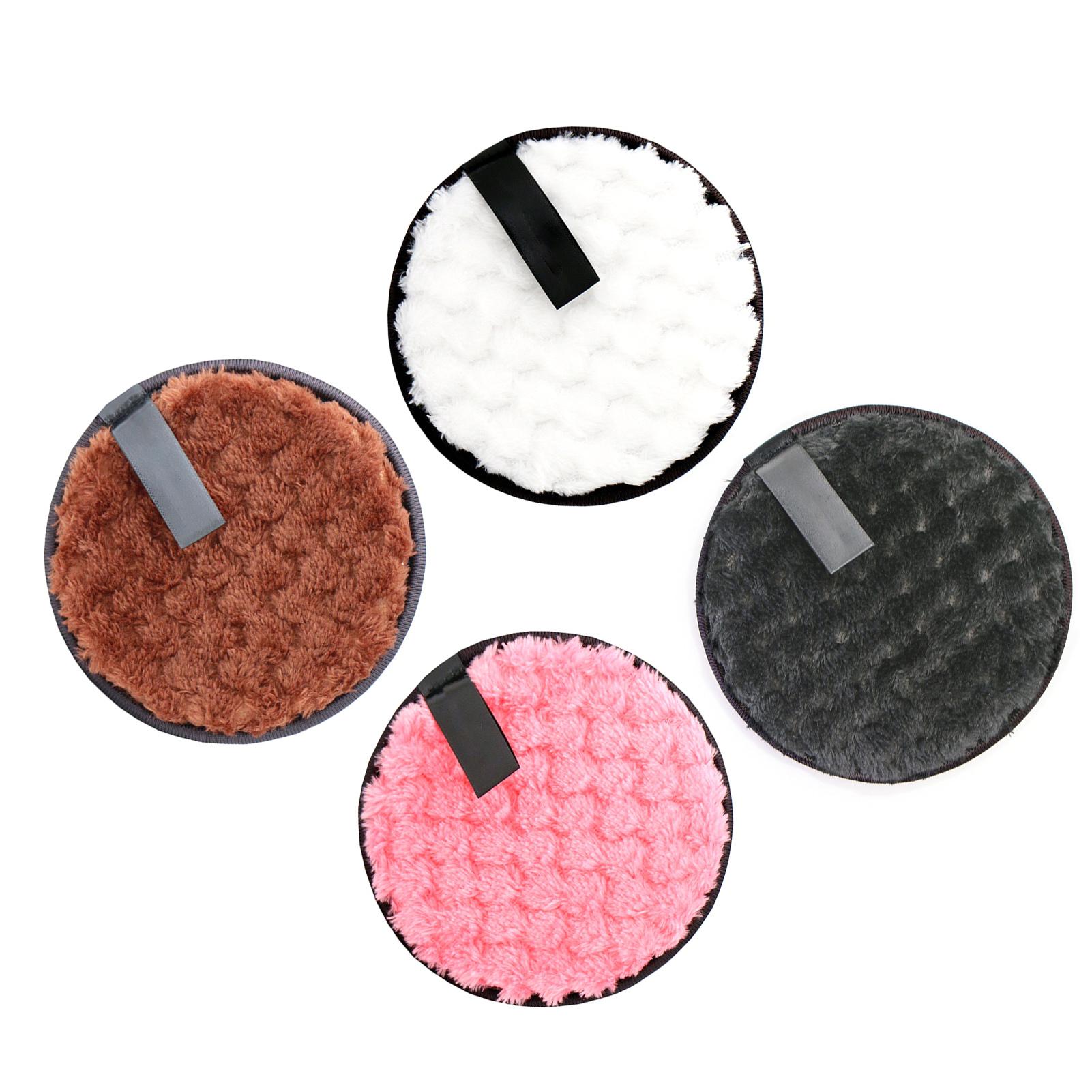 

4 шт. Круглые двухсторонние многоразовые мягкие портативные моющиеся салфетки для снятия макияжа из микрофибры