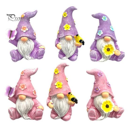 Dekorative Figuren für Balkon Veranda Halloween Wichtel Harzstatue, Frühling Schmetterling Vogel Blumen Gartenstatuen Außen Deko Figur Terrasse,