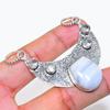 Natural Blue Lace Agate, Topaz 925 Sterling Silver Jewelry Pendant 2.17" ZS-203