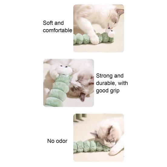 Cat Plush Toy Catnip Inside Cute Fuzzy Caterpillar Pillow Kick Stick Soft Cat Chew Toy for Indoor Kittens Play Exercise Boredom Relief