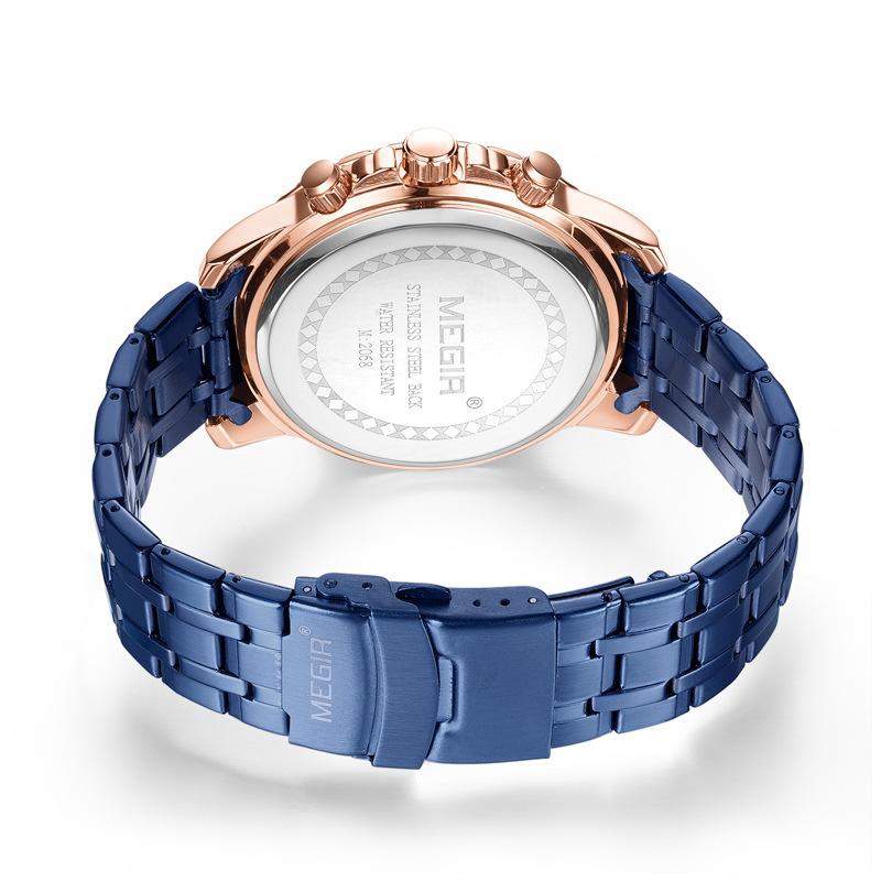 Men'S Watch Multifunctional Timing Waterproof Steel Belt Business Quartz Watch Men'S 2068G