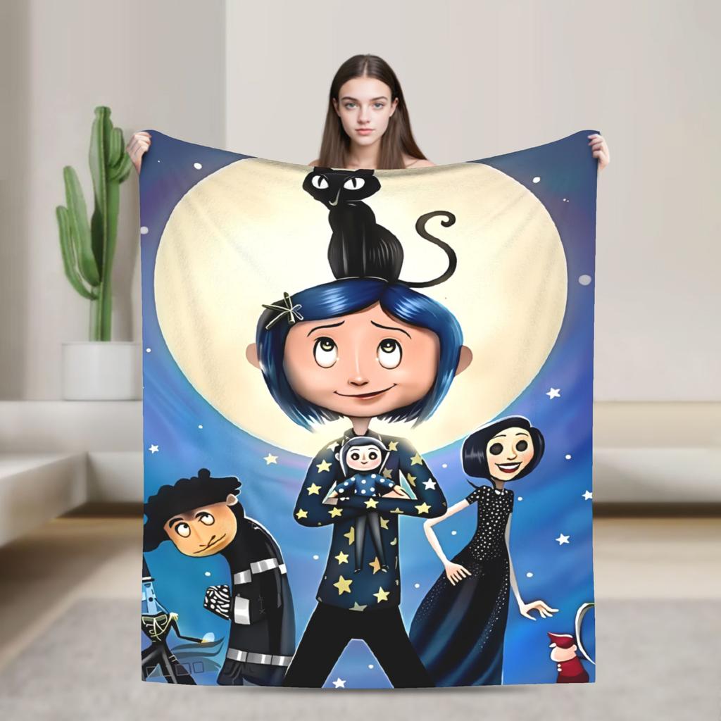 Coraline Artwork Creepy Mother Blankets Fleece Decoration  Multi-function Soft Throw Blanket for Bed Office Rug Piece
