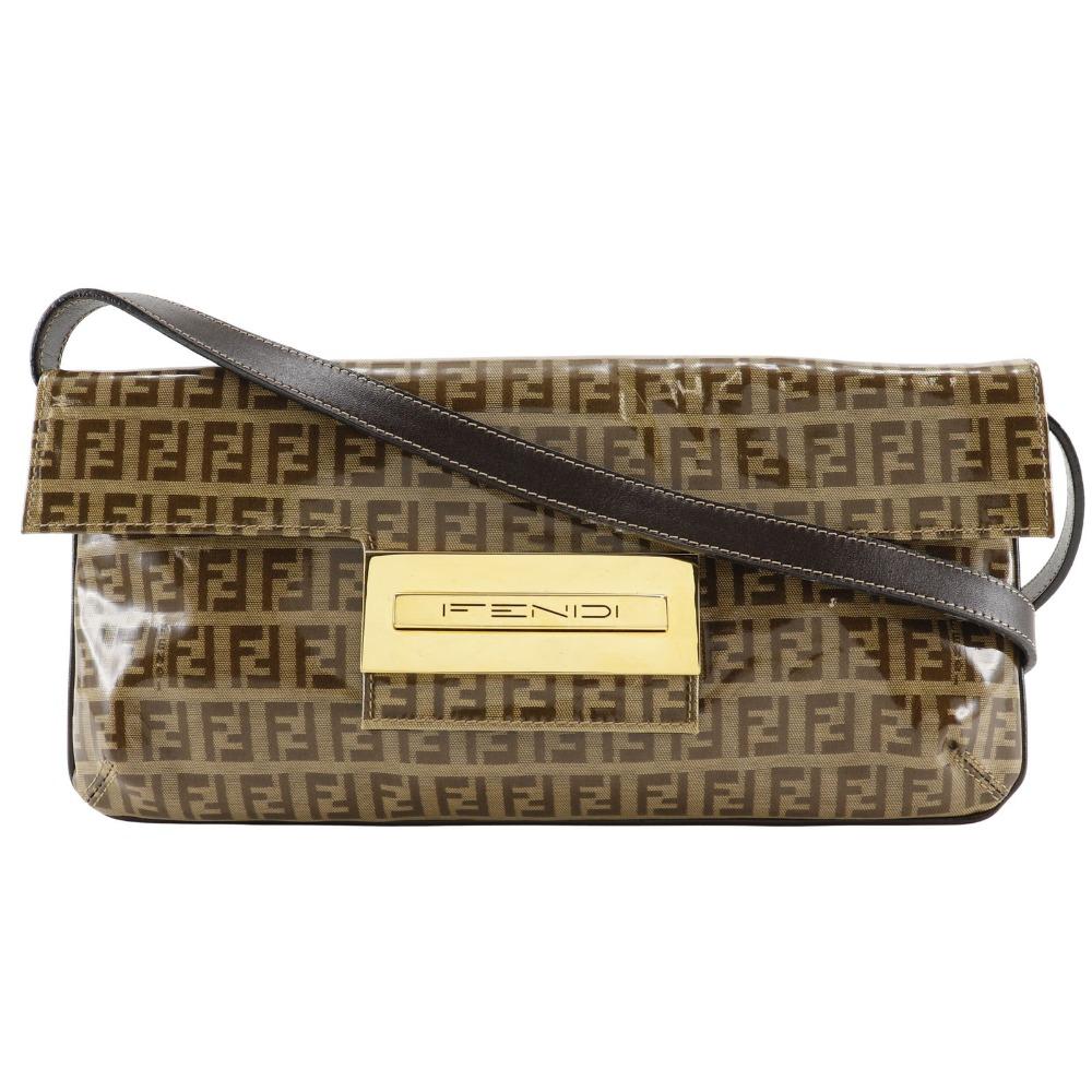 FENDI Mamma bucket Shoulder Bag Zucchino 2-way clutch Brown Plastics Women Used