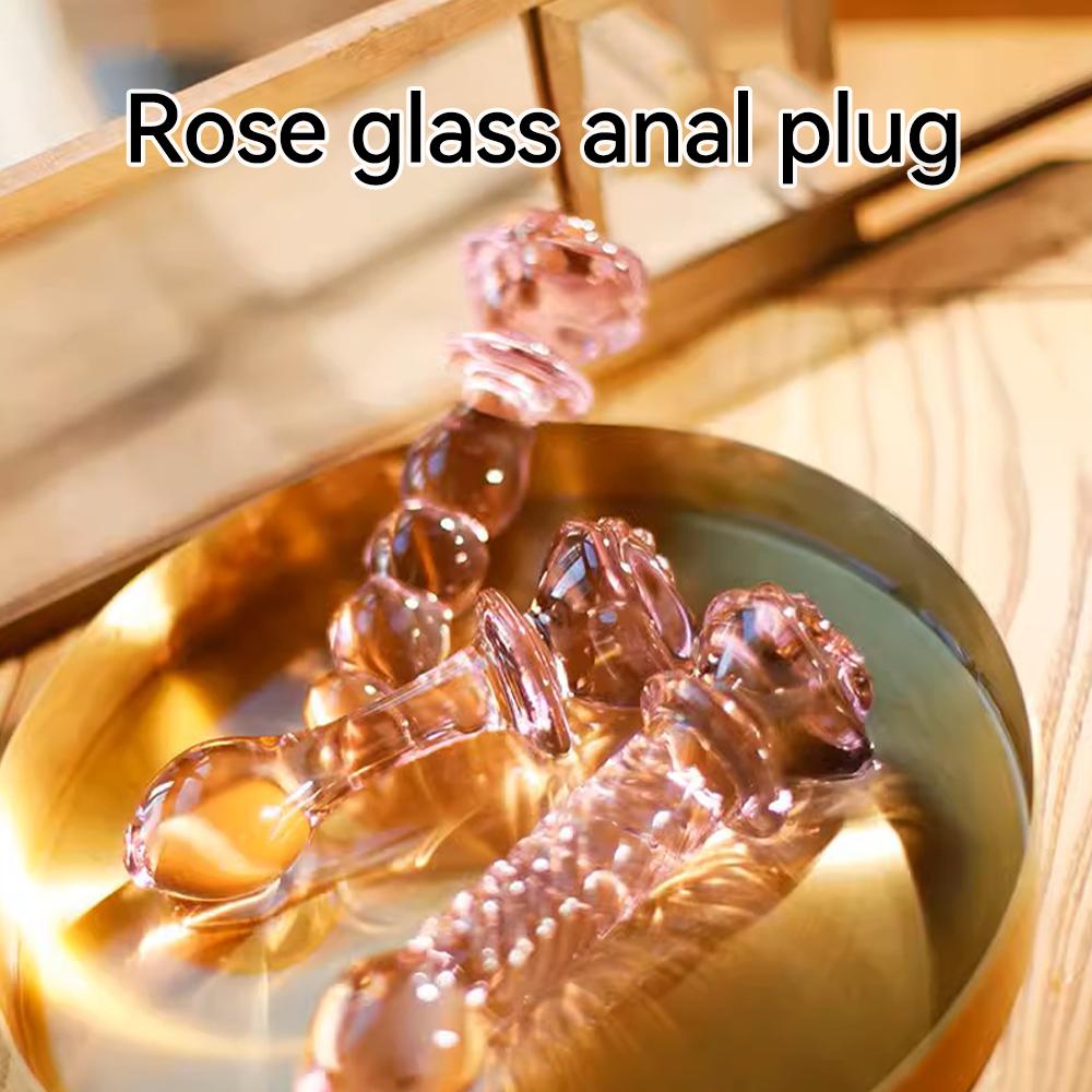Kristallrose Glas Analplug Rosa Perle Analplug Glas Spielzeug Analspielzeug Kreatives Sexspielzeug Für Männer Für Frauen Brokatbox Verpackung