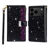 For iPhone 17 Pro Case Starry Sky Carving Leather Wallet Phone Cover with Wrist Strap