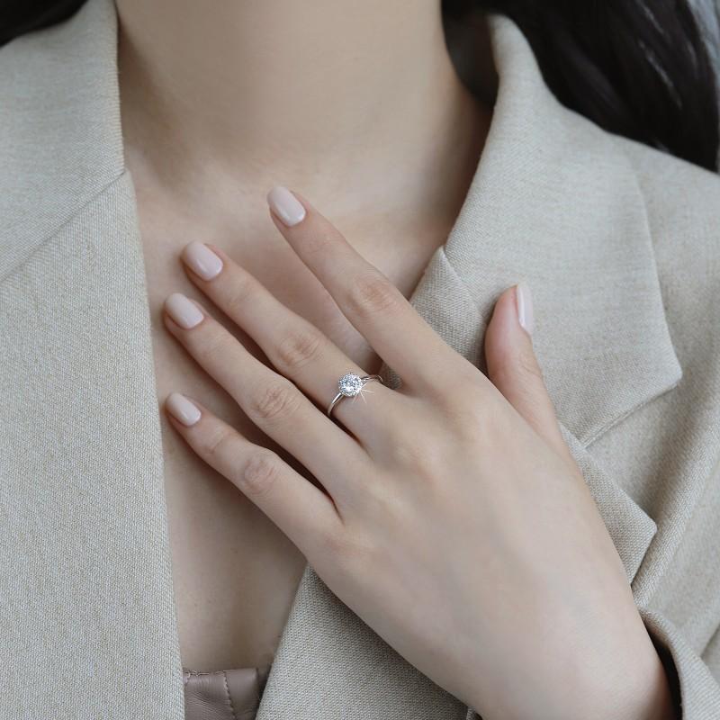 D Farbe 0,5 ct Moissanit Diamantring 925 Sterling Silber Damenring Ring Ins Verlobungsdiamantring Ehering Geschenk für Freundin