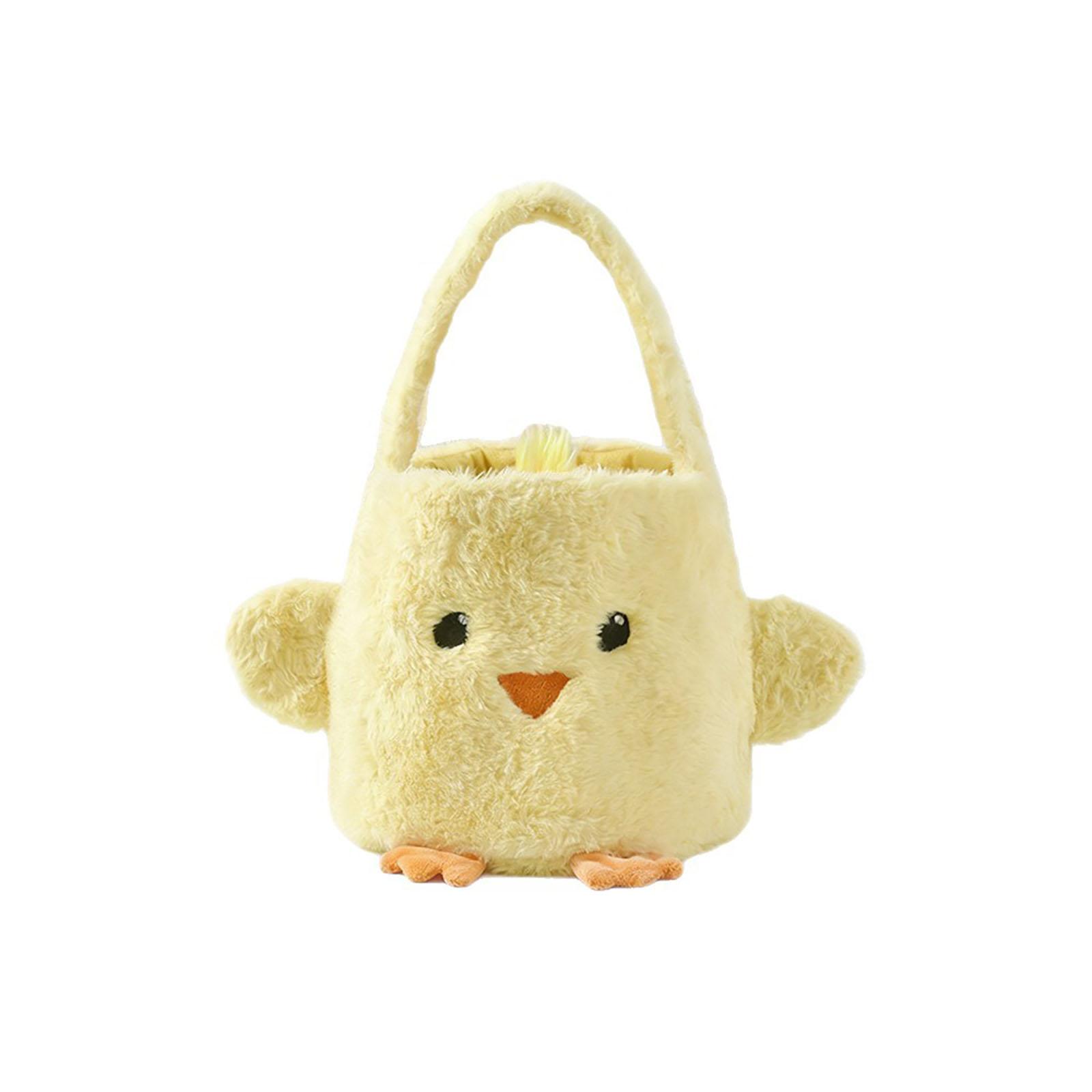 

Plush Easter Basket with Handle Soft Fabric Decorative Storage Bag for Holiday Gift Collection and Kids Easter Egg Hunt Accessory One Size