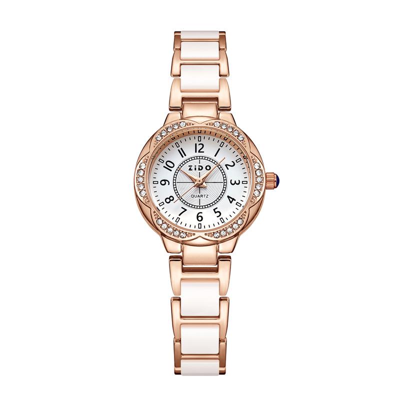Elegant Starry Sky Quartz Ladies  Watch with Diamond Inlaid Ceramic Design Watch Only