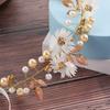 Gold Leaf Pearl Daisy Flower Garlands Hairband Tiaras Headband