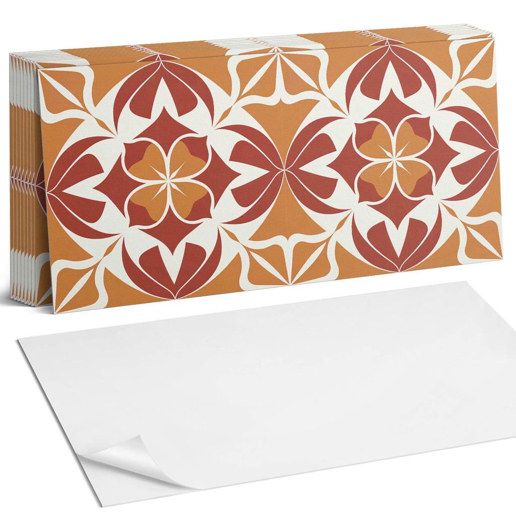 Komplet Kafelków Winylowych Z Motywem Do Kuchni Salonu Symetryczny Wzór Roślinny 10X40X20 Cm