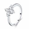 Elegant Minimalist Womens Sterling Moissanite Ring Geometric Design Fashion OL Style