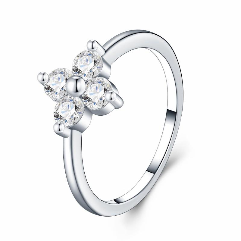 Elegant Minimalist Womens Sterling Moissanite Ring Geometric Design Fashion OL Style