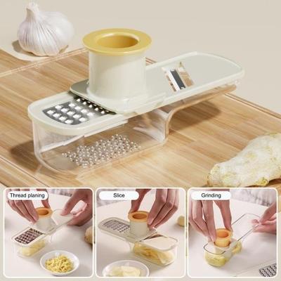 Trituratore 3 in 1 per Aglio e Zenzero, Affettatrice per Patate, Utensile Tritatutto da Cucina Multifunzione per Purè d'Aglio, Pasta di Zenzero e Tritatura di Verdure