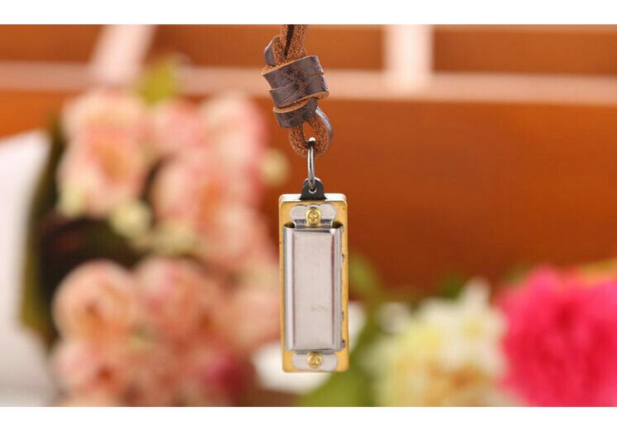 Alloy Two-Circle Pendant Necklace with Genuine Leather Cowhide Cord