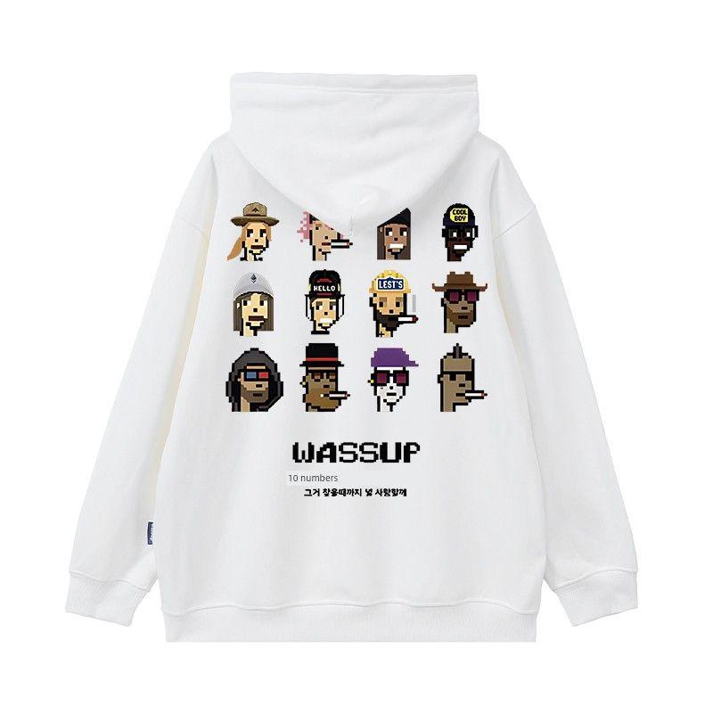 Wassup American Style Trendy Brand Hooded Sweatshirt for Men and Women, Autumn and Winter 2024 New Heavyweight High Street Hip-Hop Top Jacket